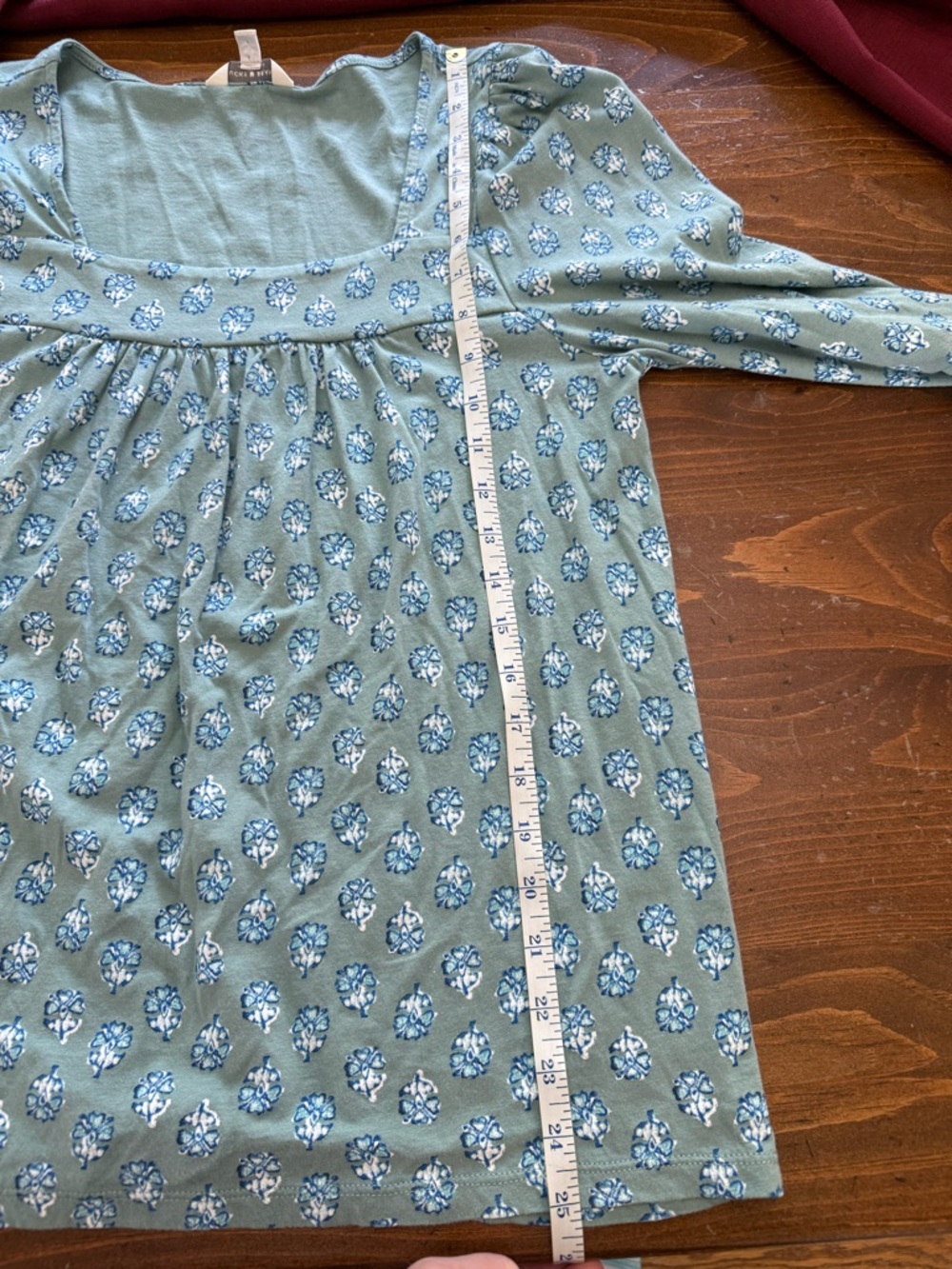 Lucky Brand green and blue floral long sleeve knit shirt size medium - Picture 6 of 7
